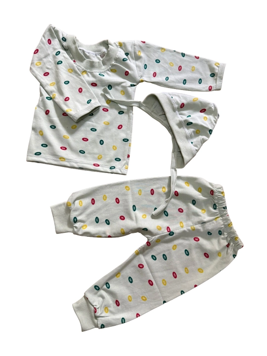 Chaqaloqlar uchun yumshoq paxtali uch to'plamli pijama - 