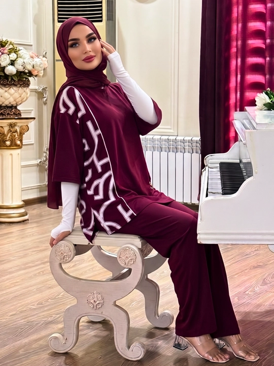 ВИОЛА, женский брючный костюм-двойка, свободная туника и широкие брюки