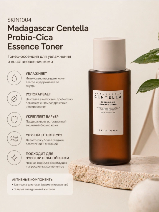 Madagascar Centella Probio-Cica Essence Toner — Тонер-эссенция с пробиотиками и центеллой