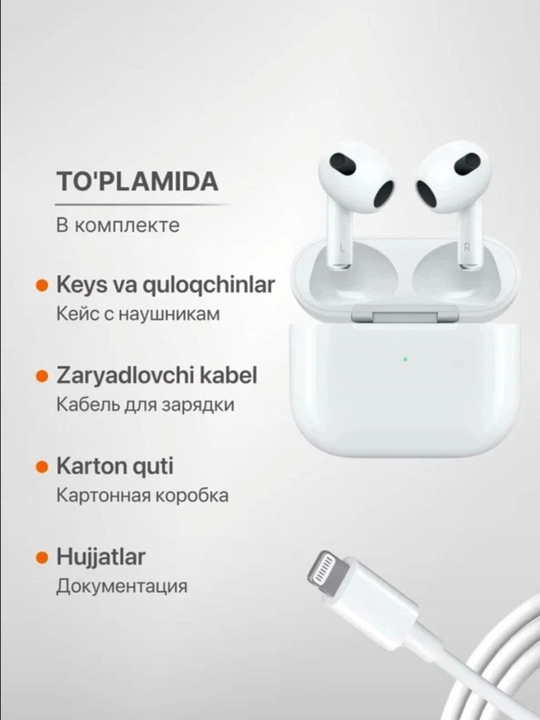 Simsiz quloqchinlar Pods Pro 3 sensorli, iPhone va Android uchun bluetooth