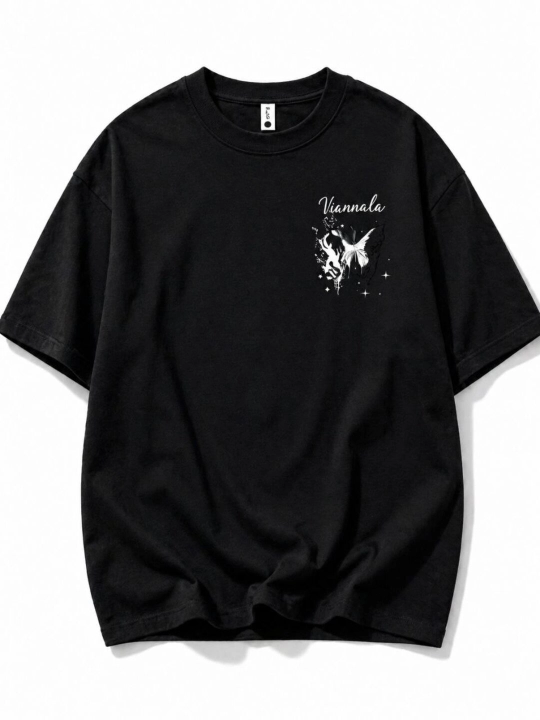 Футболка oversize с принтом бабочки Viannala, 100% хлопок, унисекс
