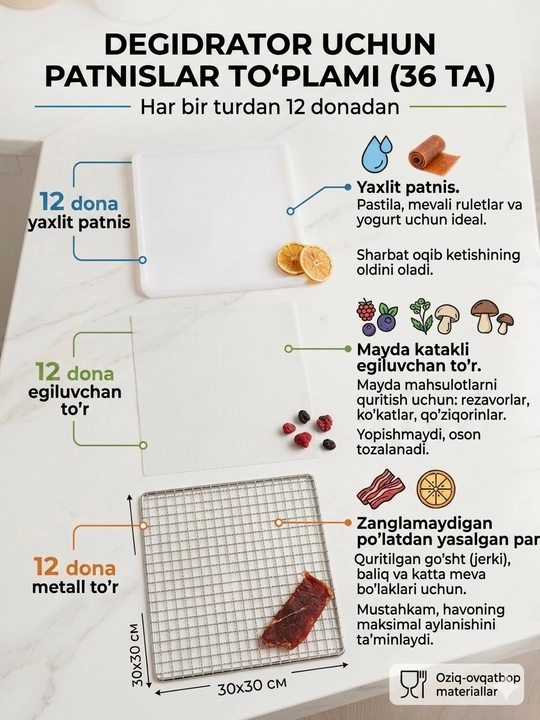 Degidratori sabzavot va mevalar uchun quritgich DEFT DTFD-1012, 12 ta avtomatik dastur