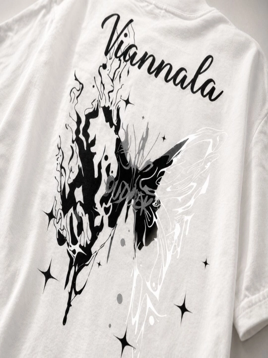 Футболка oversize с принтом бабочки Viannala, 100% хлопок, унисекс