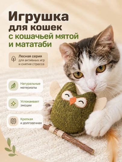 Интерактивная игрушка для кошек с кошачьей мятой и мататаби Жевательная дразнилка