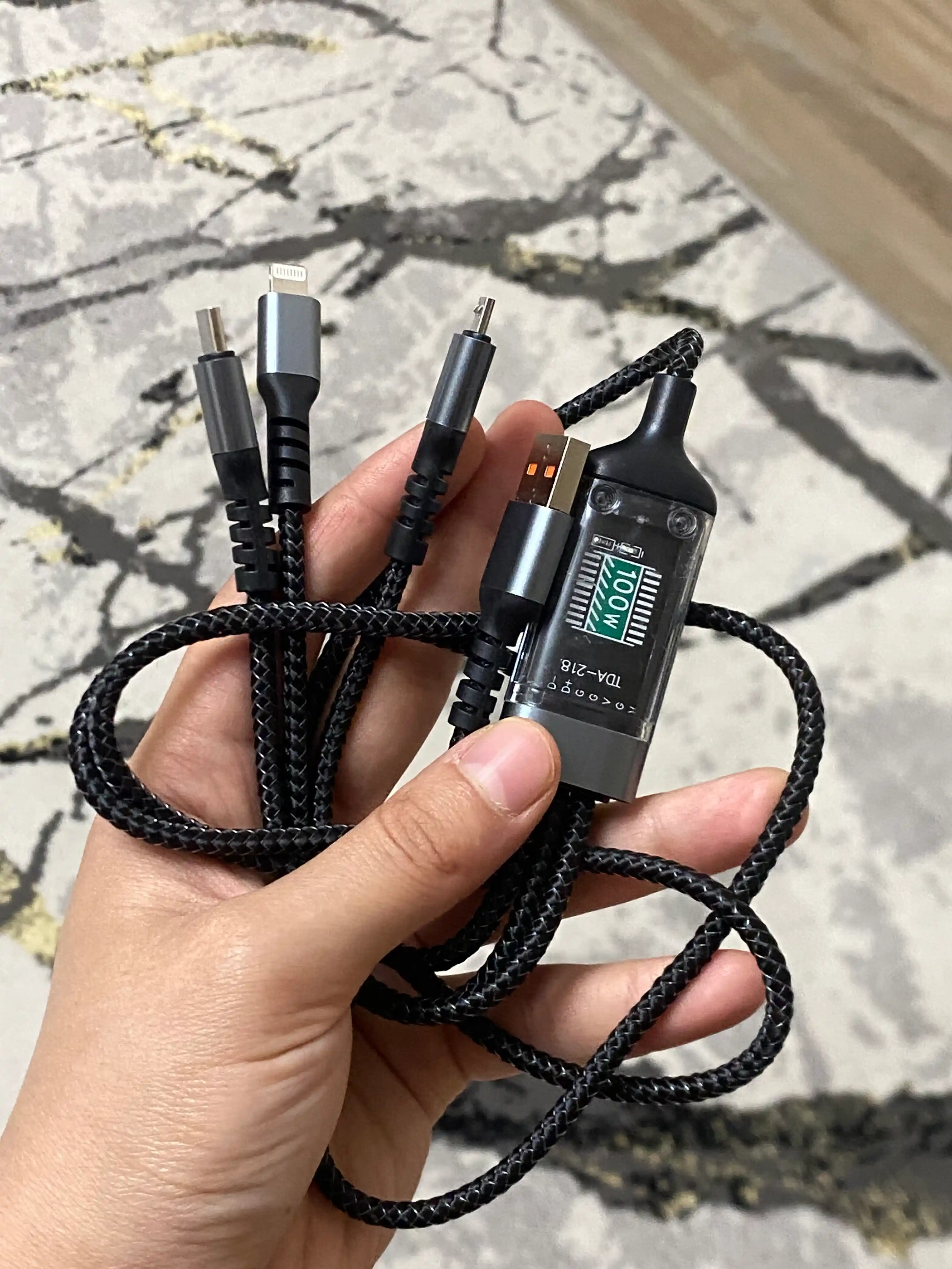 Зарядное устройство 120W, кабель для быстрой зарядки (Micro USB, Type-C, iPhone)