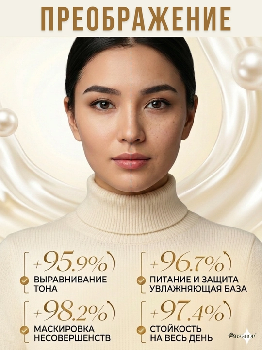 База под макияж трехцветная основа праймер тональный крем для лица Bioaqua 3в1