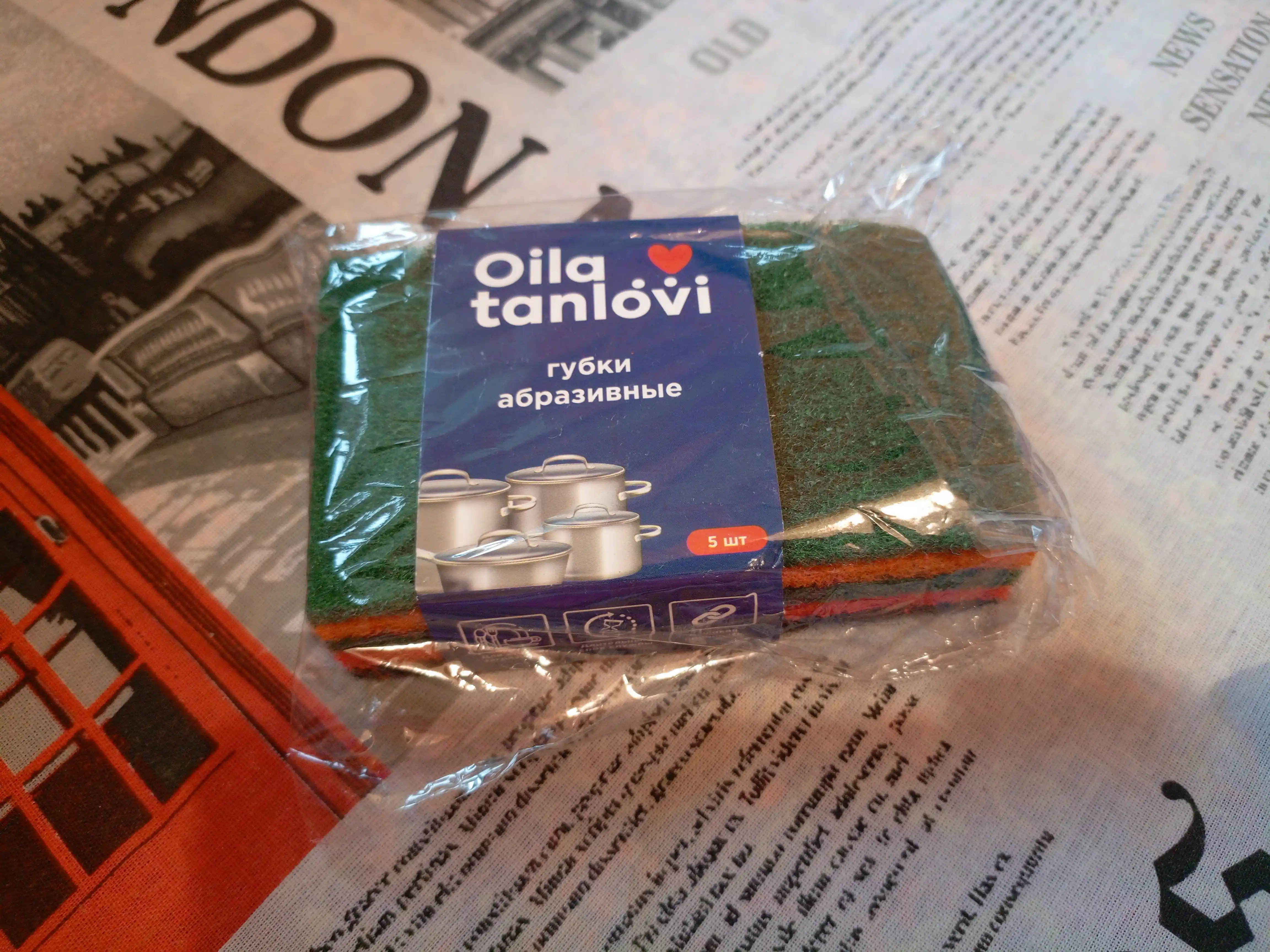 Губки абразивные Oila tanlovi для стойких загрязнений, 5 шт