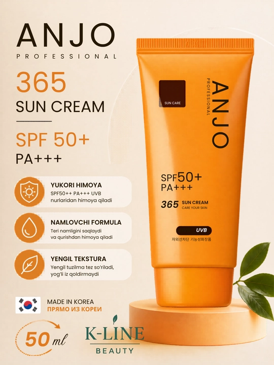 Anjo Professional SPF50+ PA+++, barcha teri turlari uchun quyoshdan himoyalovchi krem, 70 ml - 