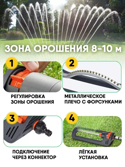 Дождеватель, разбрызгиватель для полива осциллирующий веерный 19 форсунок для полива