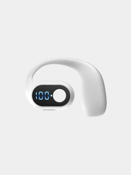 Simsiz zamonaviy sport mono-quloqchini, Bluetooth 5.3, quloq usti ilgakli, LED displey