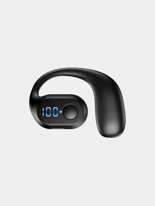 Simsiz zamonaviy sport mono-quloqchini, Bluetooth 5.3, quloq usti ilgakli, LED displey