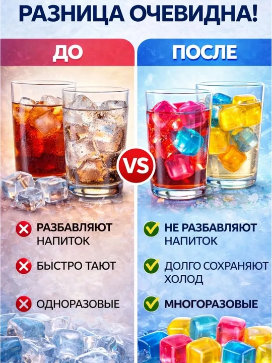 Многоразовый силиконовый лед, охладитель для напитков, кубики фруктового льда 12 шт