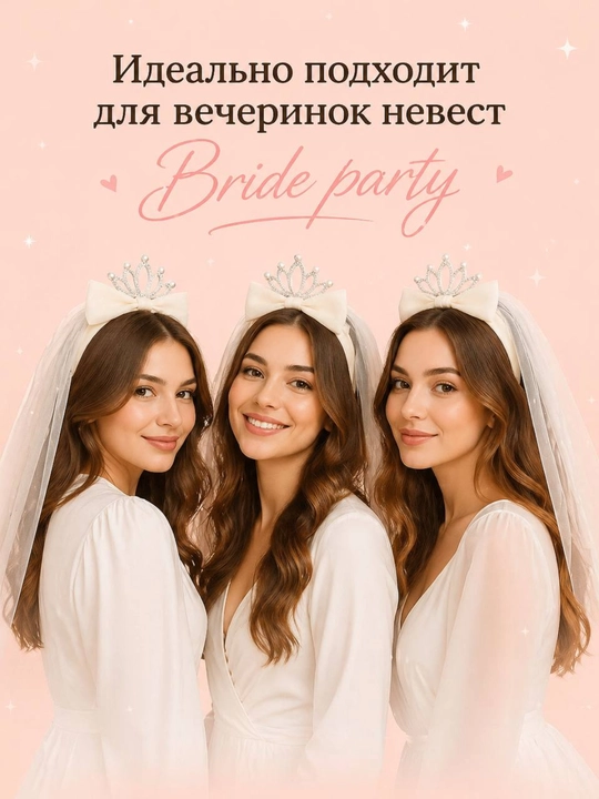 Ободок для девочек, ободок с короной и фатой