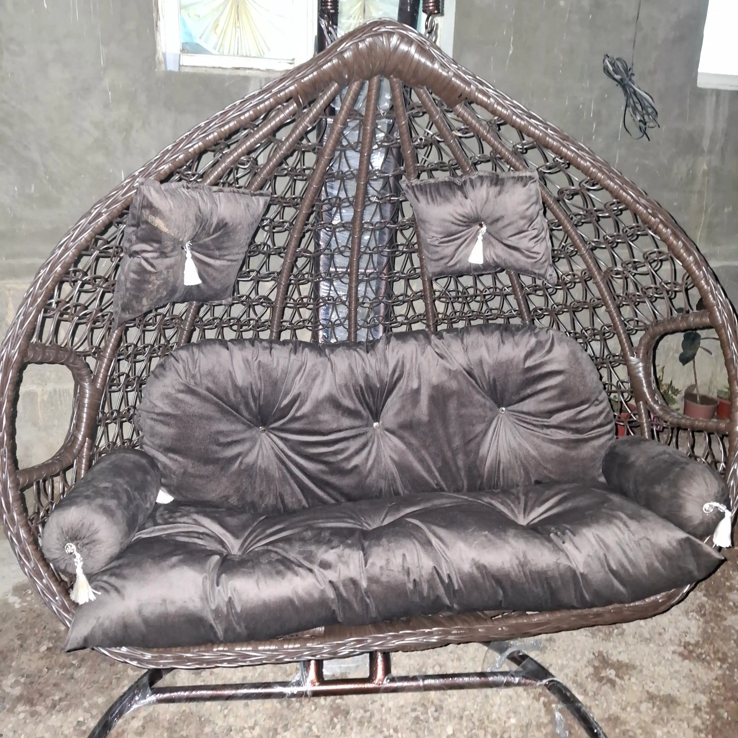 Kachelya divan 2 kishilik, sun’iy rattan, bog‘ va balkon uchun