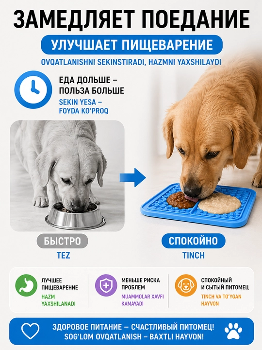 Лизательный коврик для собак и кошек, антистресс, медленное кормление, силикон