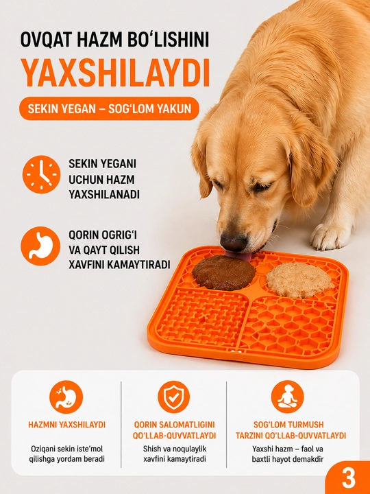 It va mushuklar uchun lizatish kovrik, antistress, sekin ovqatlantirish, silikon