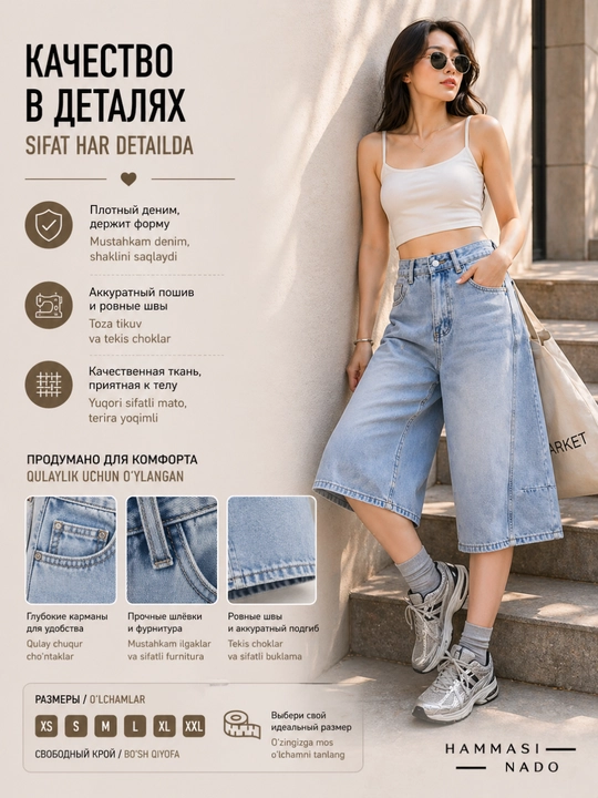 Ayollar jinsi shorti, yozgi baggy short, bermuda, kapri, kyulot oversize Y2K