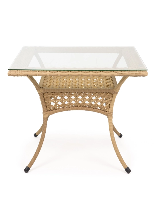 AIKO Deco 4 o‘rinli kvadrat mebel to‘plami, 1 ta stol va 4 ta kreslo, bog‘ mebellari, rotang