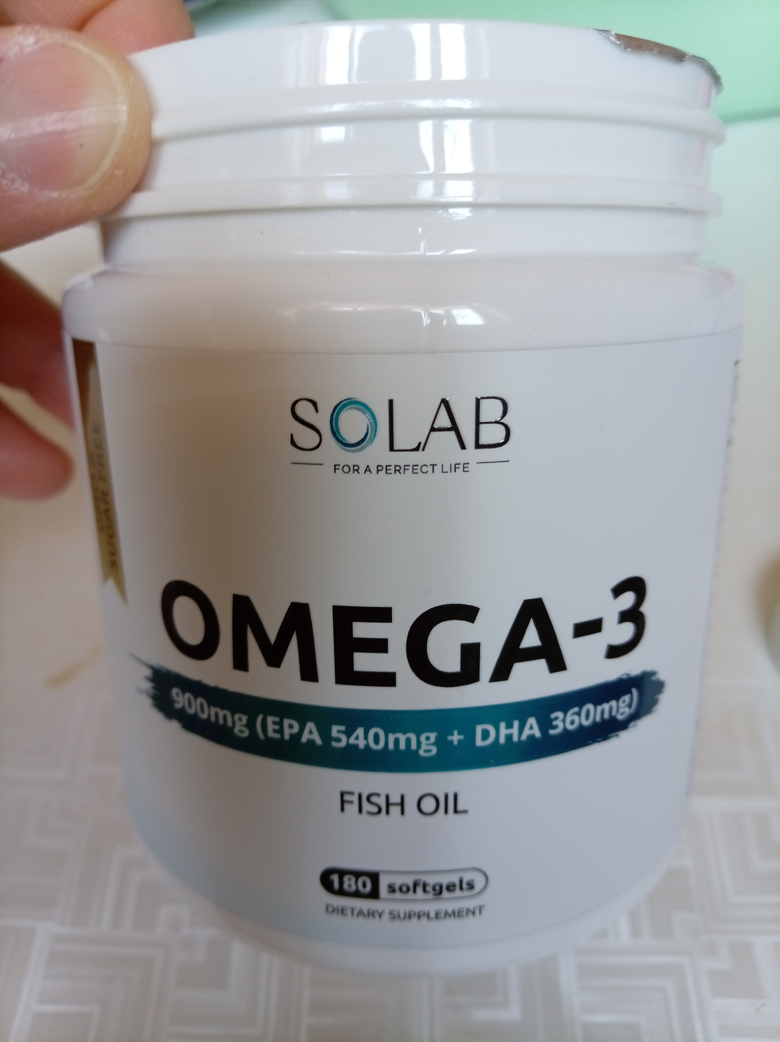 Omega-3, SOLAB, 900 mg, 180 kapsula