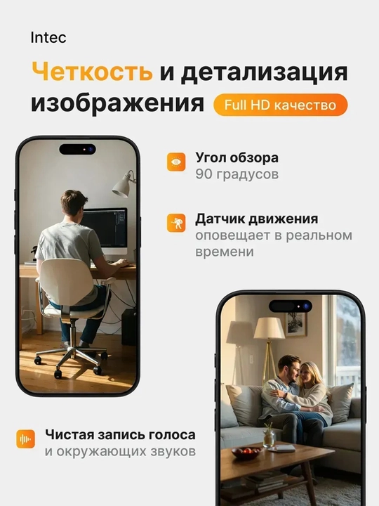 Мини камера видеонаблюдения, звук+видео 4K, FULL HD, 1080p USB + аккумулятор