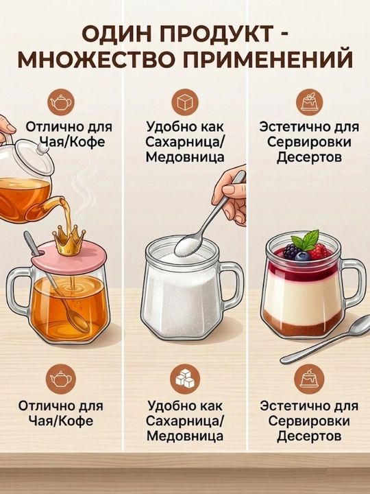 Стеклянная кружка "FORTUNE" с крышкой-короной и ложкой