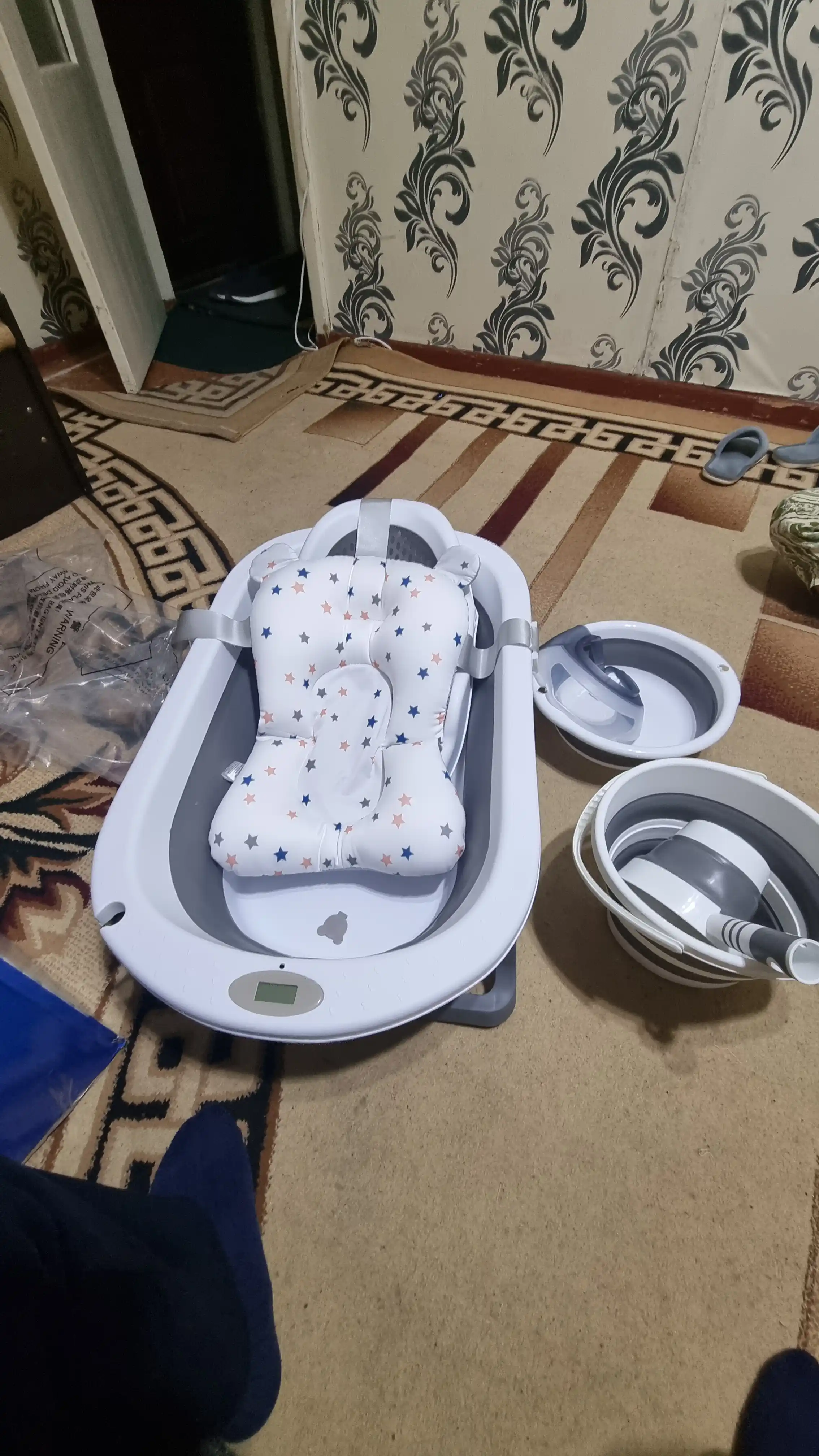 Детская ванночка для купания новорожденных, тазик, горка, ковш, ведро, складной набор