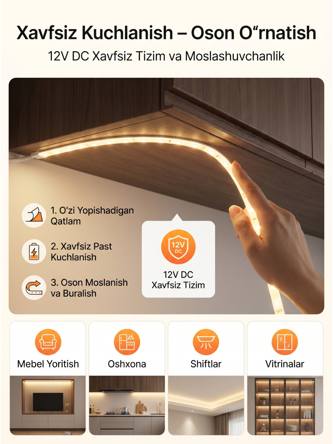 LED лента 12V 4500K (5 метров) – 120/240 LED/м, SMD 2835, 8 мм, резка 2.5 см IP20/IP65