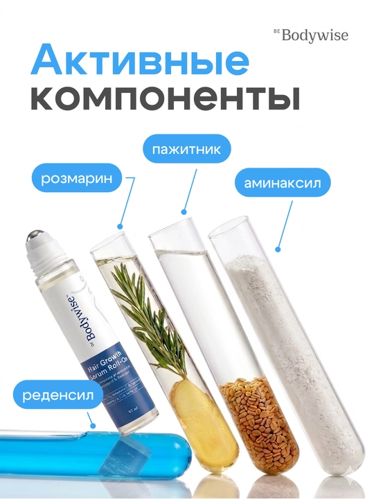 Сыворотка для роста волос Hair Growth Serum Rooll-on Bodywise, 25 мл, от выпадения
