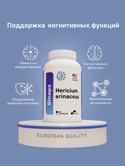 Sinaps, Hericium Erinaceus 400 мг, капсулы для поддержки когнитивных функций