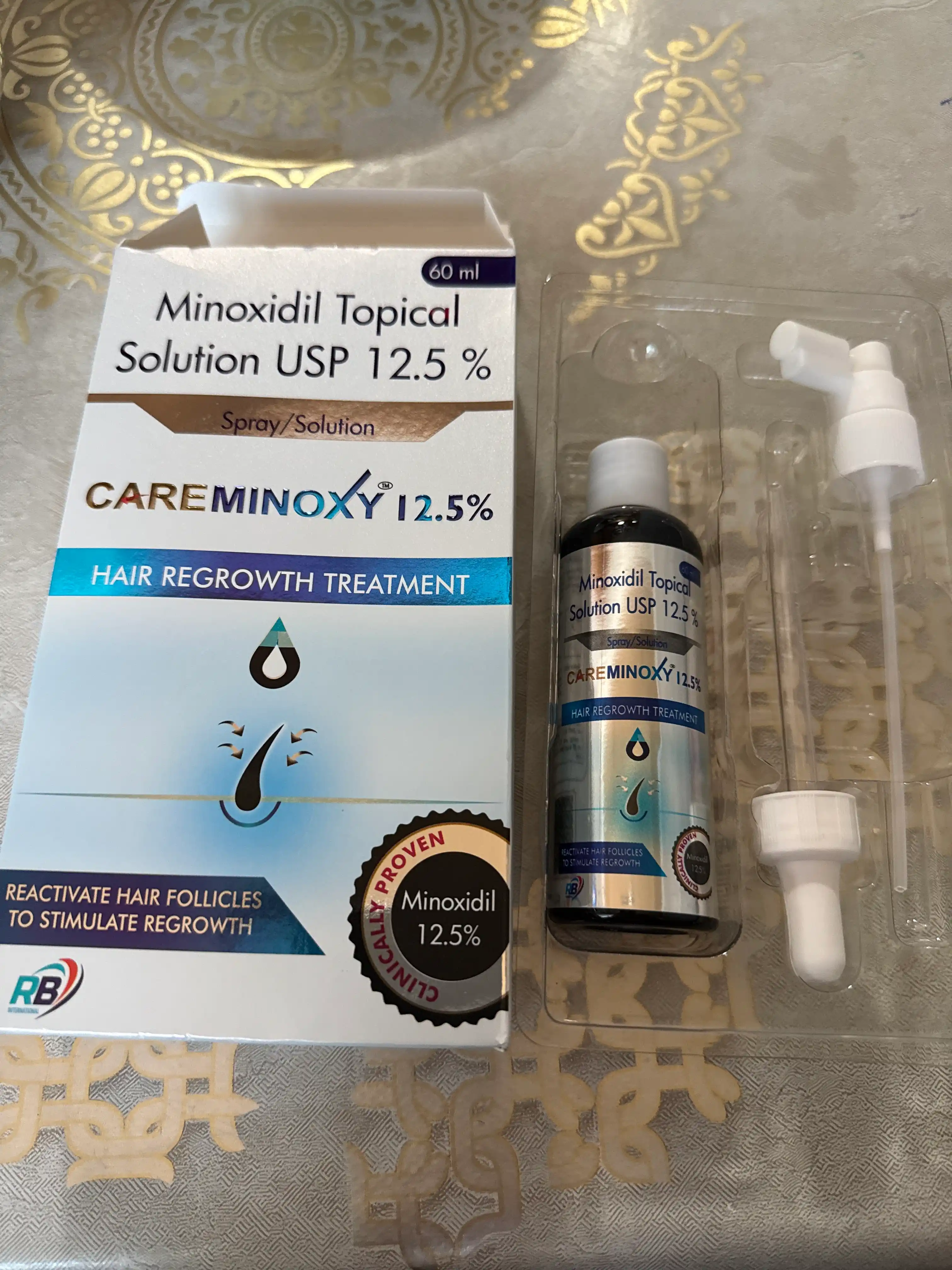 Миноксидил 12.5% Care Minoxy – лосьон-спрей для роста волос и бороды, 60 мл