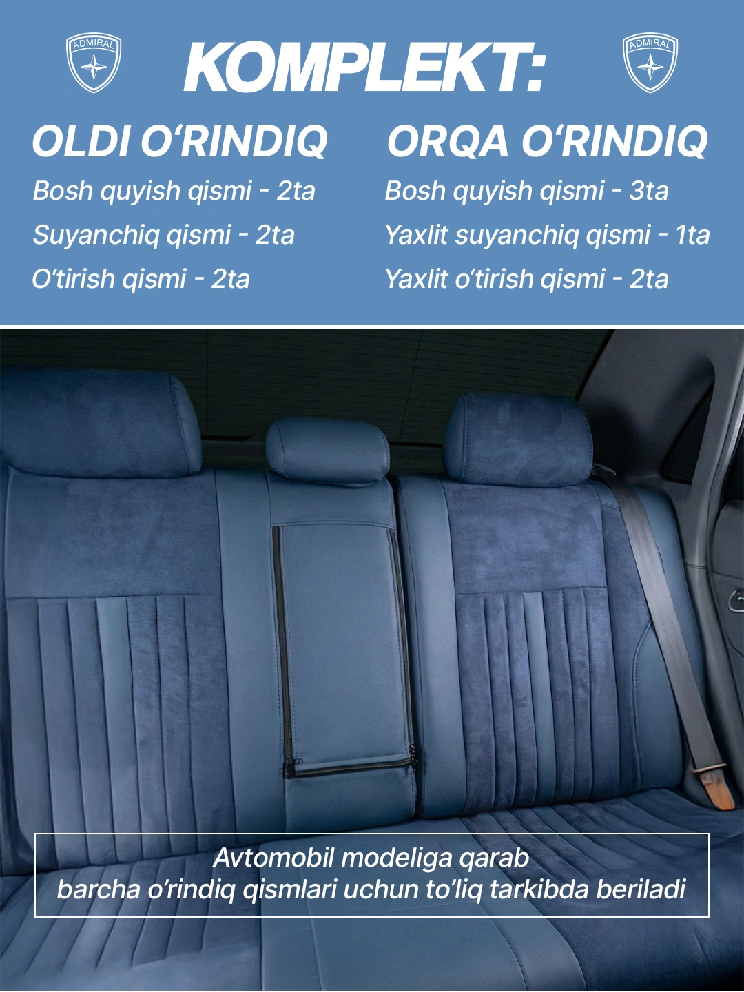 Avtomobil uchun g'ilof ADMIRAL GT ZM - Onix, Tracker 2, Kia Sonet