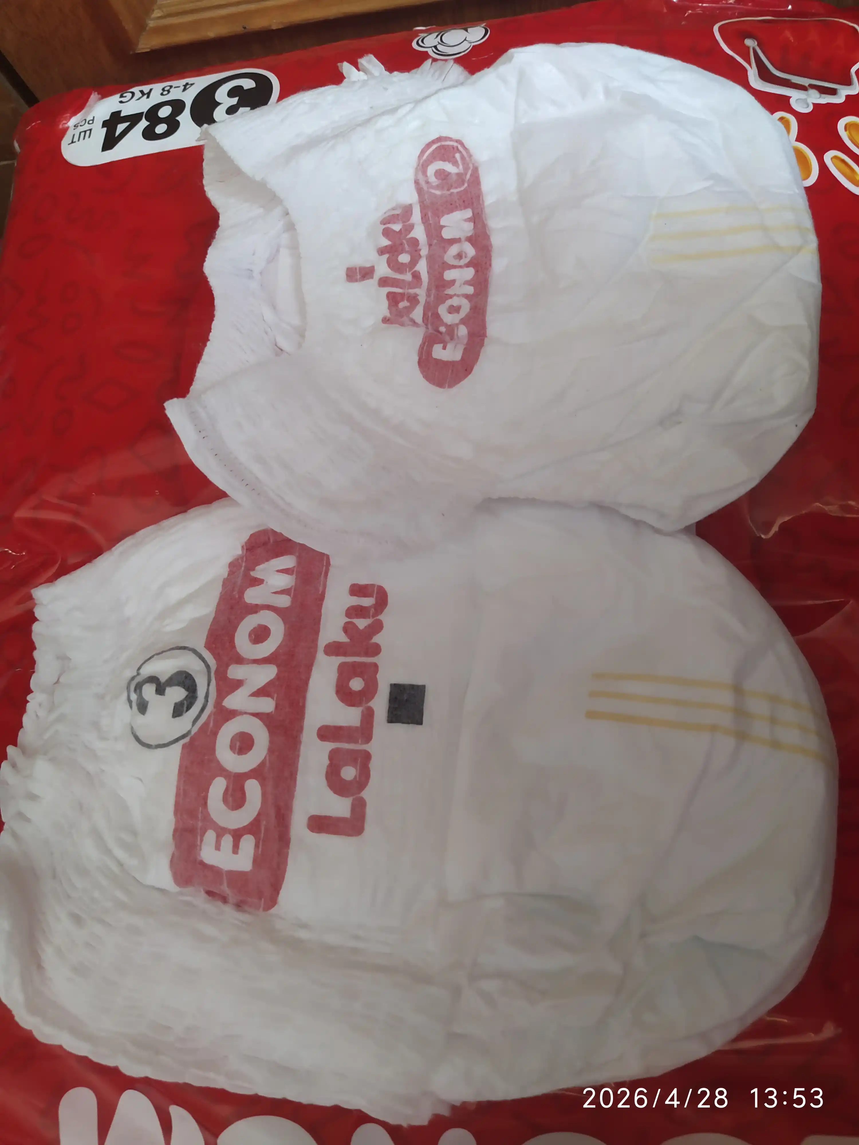 Trusik tagliklar, LaLaKu ECONOM, 3 o‘lcham, 4-8 kg, 84 dona