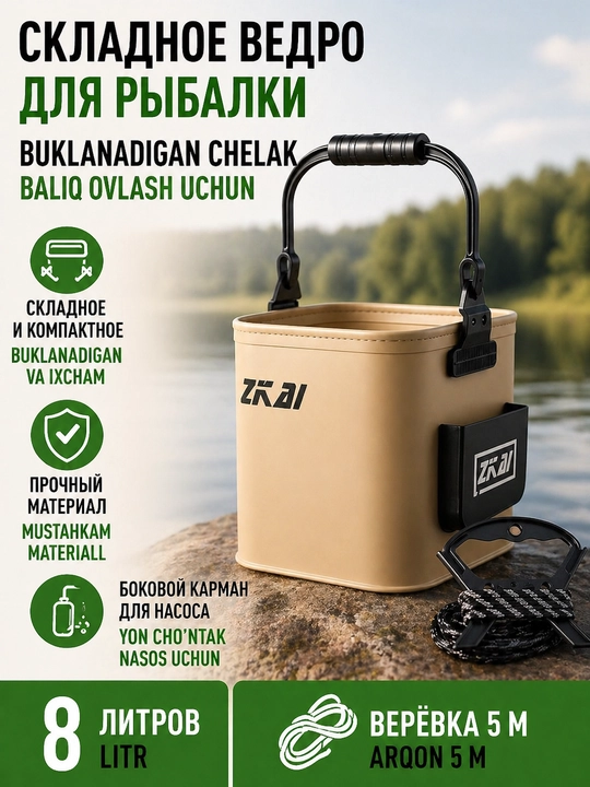 Buklanadigan EVA chelak 5/8/10/13 l baliq ovlash va dam olish uchun