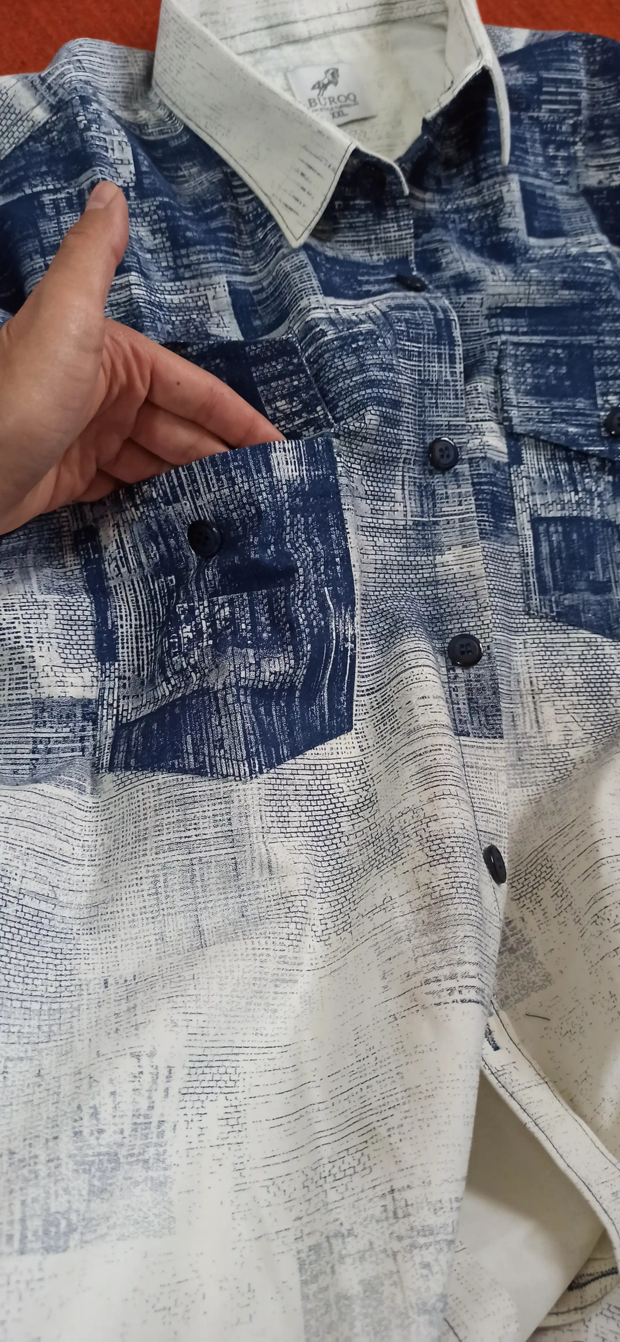 Erkaklar ko'ylagi, belga yopishgan, printli Slim Fit