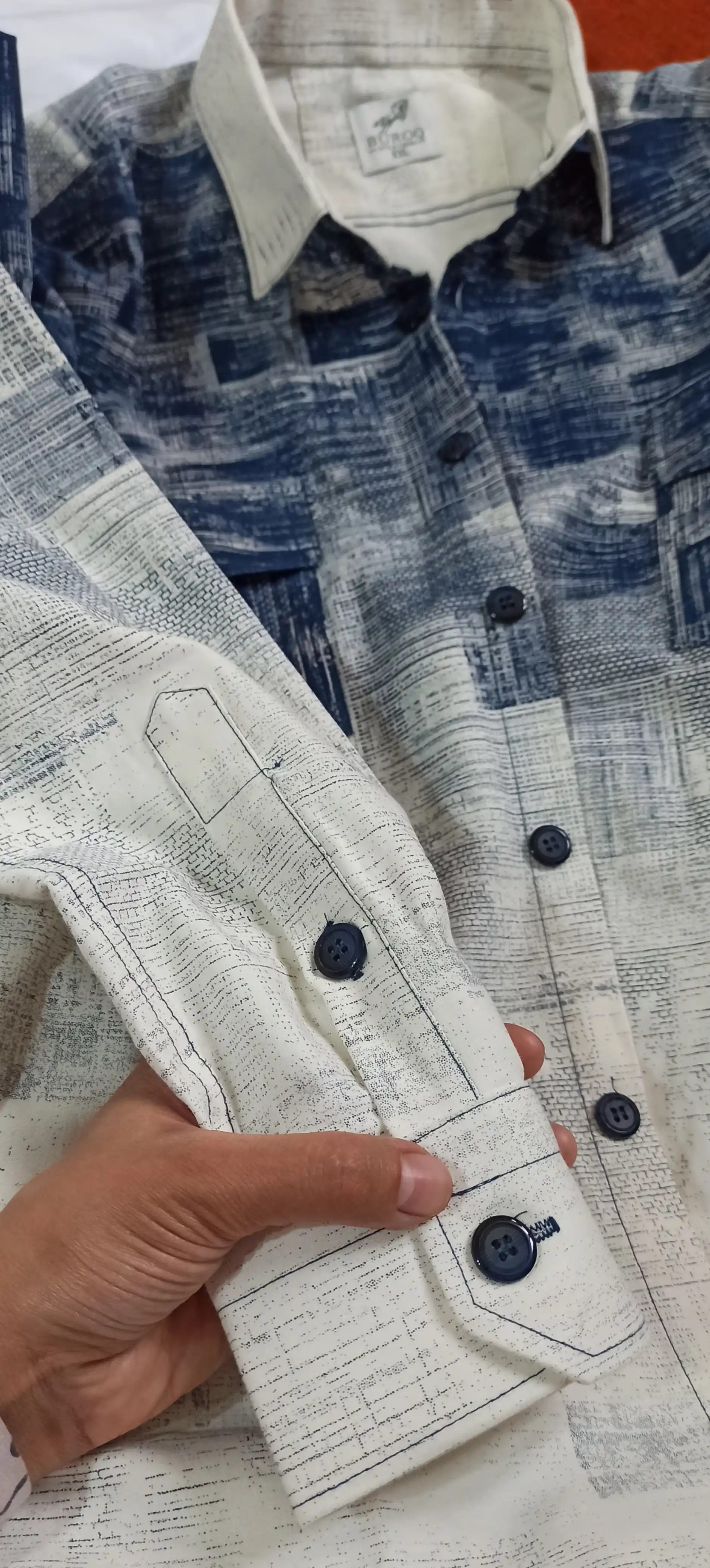 Erkaklar ko'ylagi, belga yopishgan, printli Slim Fit
