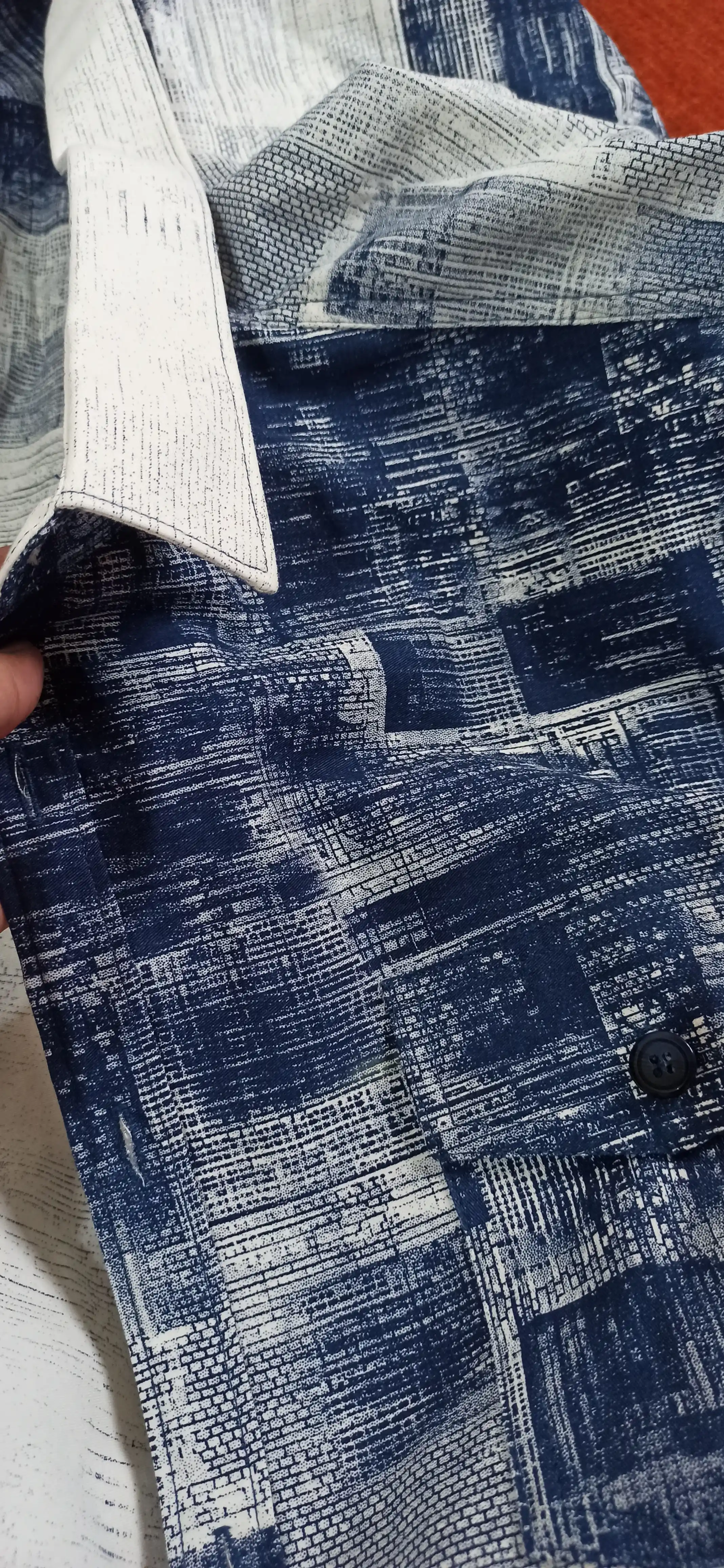 Erkaklar ko'ylagi, belga yopishgan, printli Slim Fit