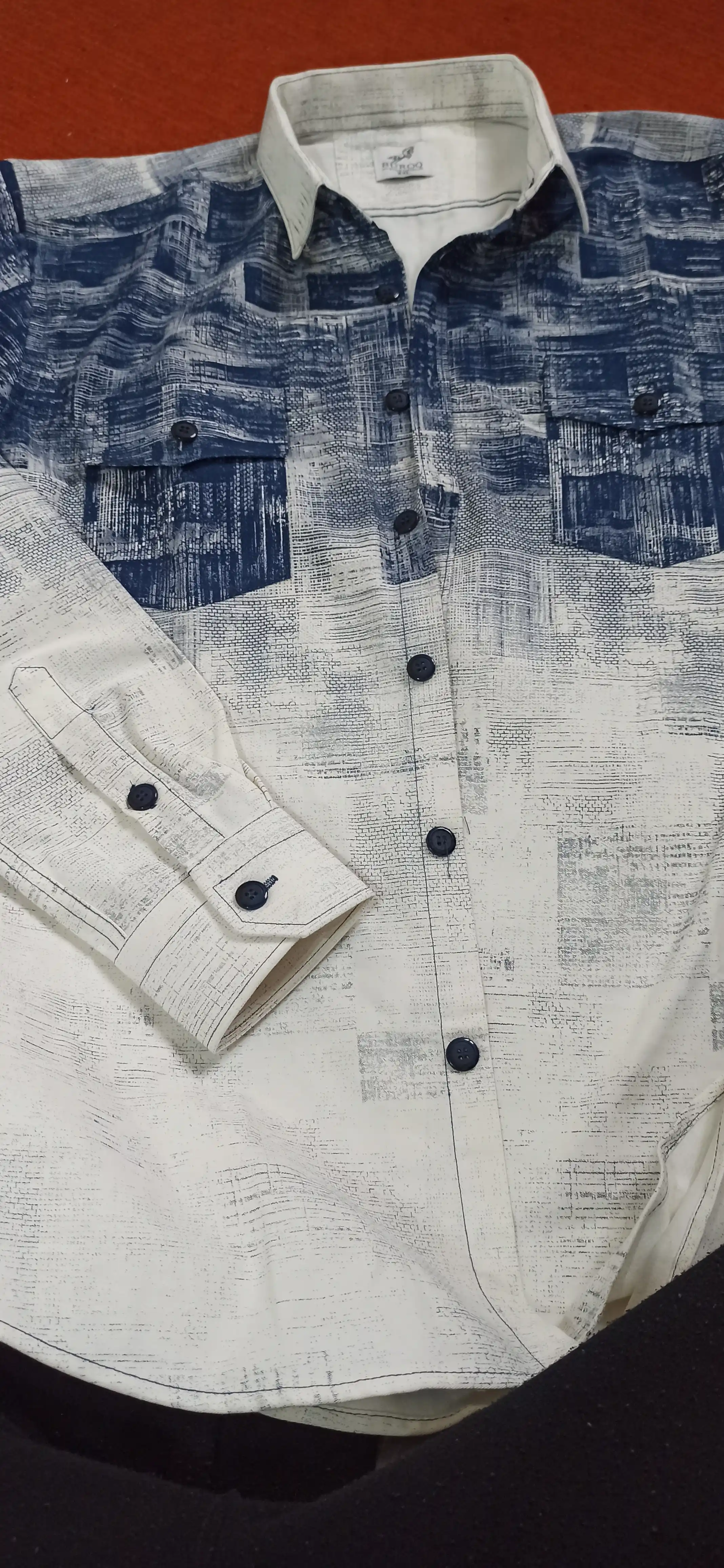 Erkaklar ko'ylagi, belga yopishgan, printli Slim Fit