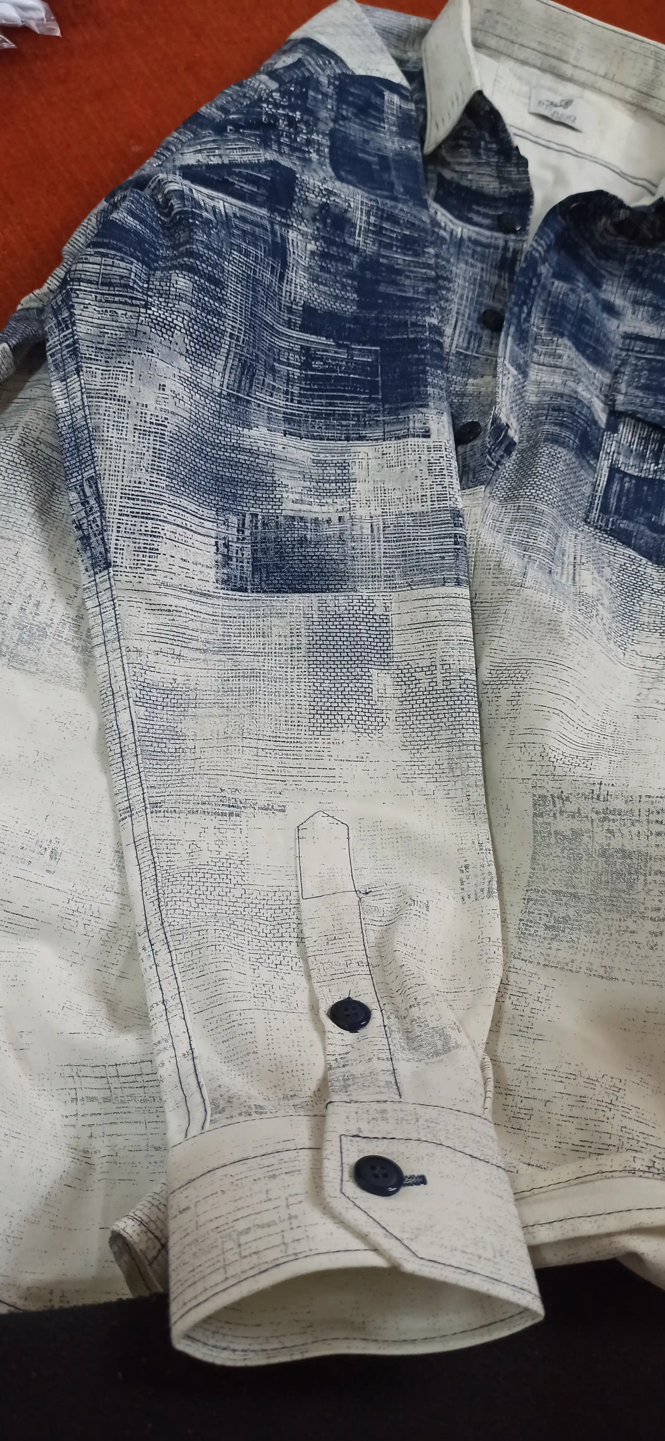 Erkaklar ko'ylagi, belga yopishgan, printli Slim Fit