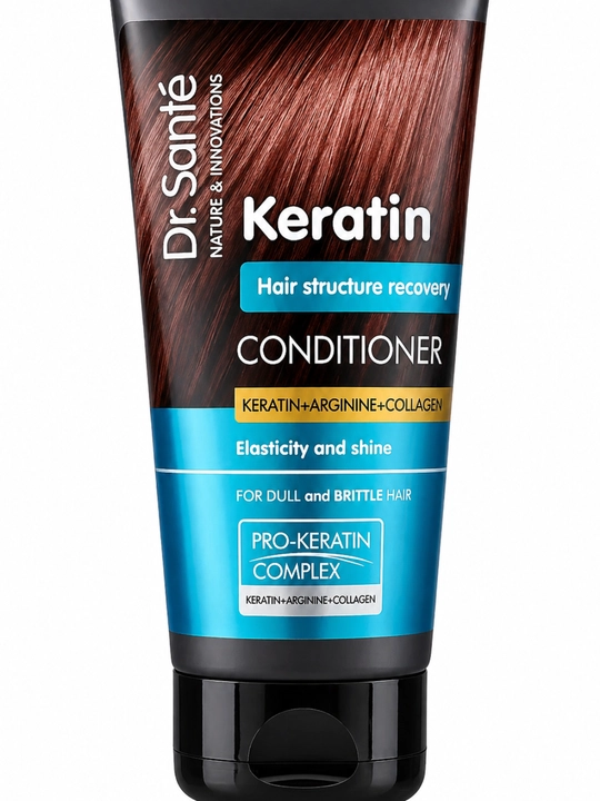 Бальзам для волос Dr.Sante Keratin, для тусклых и ломких волос, кератин + коллаген, 200 м