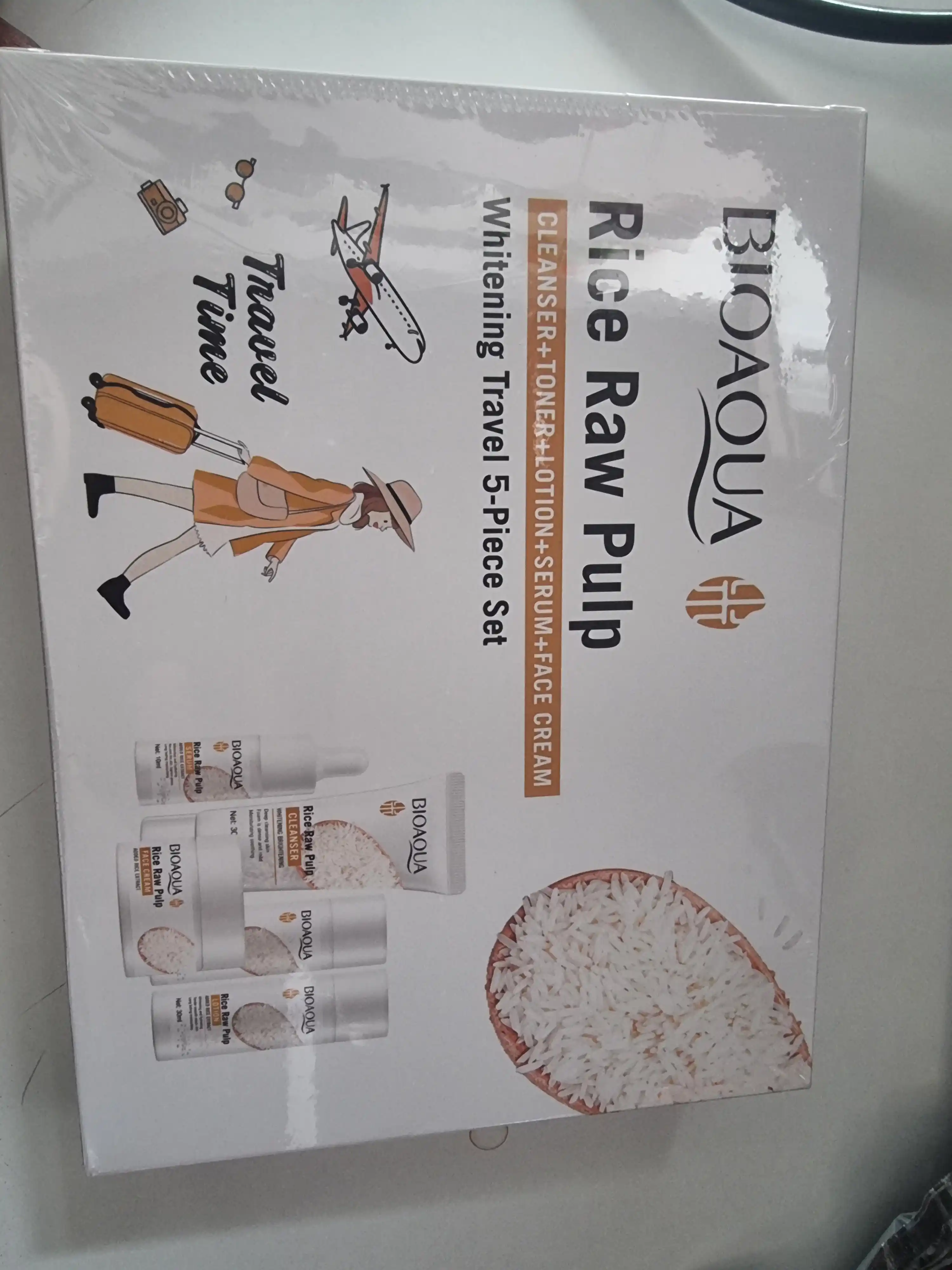 Pushti gialuron kislotasi, yuz parvarishi to‘plami, Rice Raw Pulp mini nabor guruchli