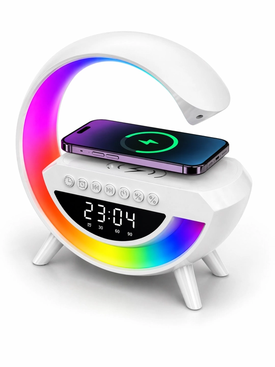 RGB LED Simsiz Zaryadli Bluetooth Kolonka Soatli va Lampali