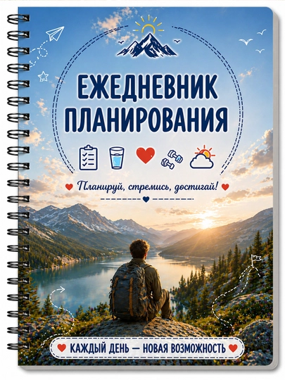 Блокнот “Дневной план” – A5 (ежедневник / planner) На русском языке — AKROMPR-KUNLIKREJARUS-СИНИЙ