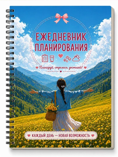 Блокнот “Дневной план” – A5 (ежедневник / planner) На русском языке — AKROMPR-KUNLIKREJARUS-РОЗОВ