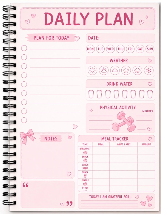 Блокнот для планирования “Daily Plan” – A5 (ежедневник / planner) на Английском языке