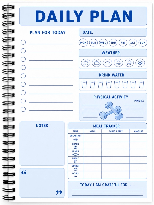 Блокнот для планирования “Daily Plan” – A5 (ежедневник / planner) на Английском языке