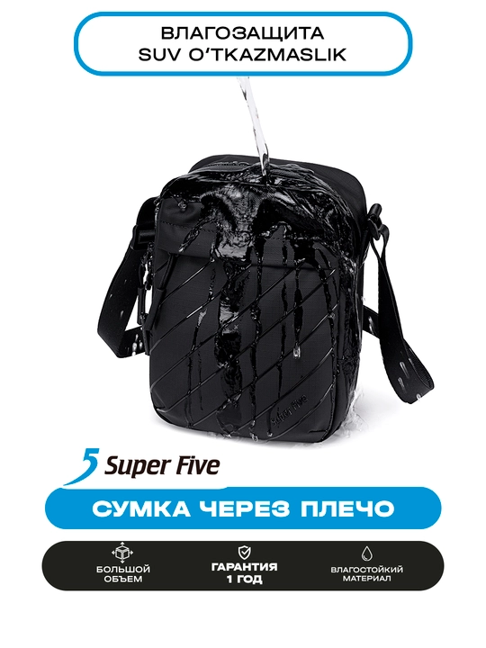 Super Five sumkasi, ixcham, o‘g‘rilikka qarshi, suvga chidamli, telefon va hujjatlar uchun