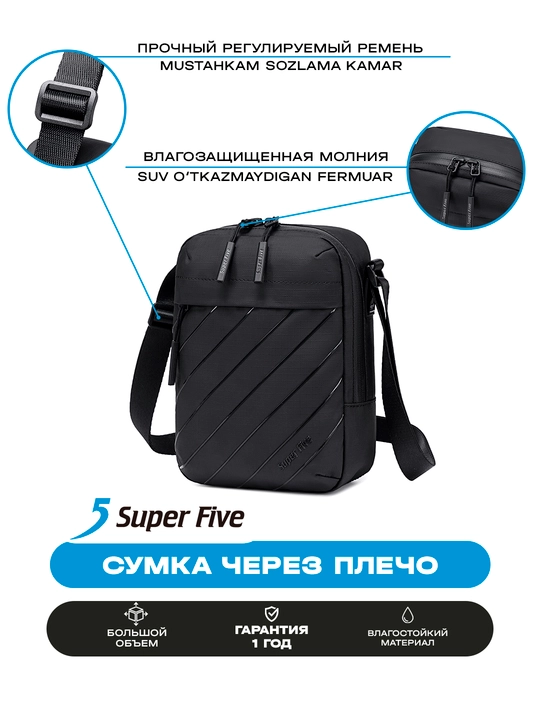 Super Five sumkasi, ixcham, o‘g‘rilikka qarshi, suvga chidamli, telefon va hujjatlar uchun