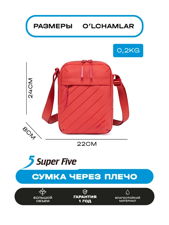 Super Five sumkasi, ixcham, o‘g‘rilikka qarshi, suvga chidamli, telefon va hujjatlar uchun