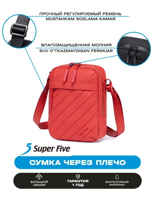 Super Five sumkasi, ixcham, o‘g‘rilikka qarshi, suvga chidamli, telefon va hujjatlar uchun