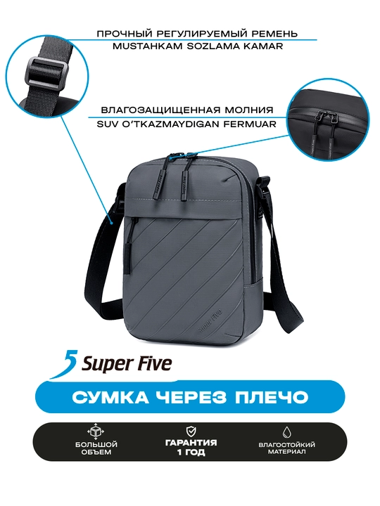 Super Five sumkasi, ixcham, o‘g‘rilikka qarshi, suvga chidamli, telefon va hujjatlar uchun